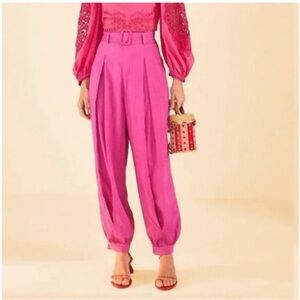 FARM Rio Vibrant Pink Cropped Linen Pants